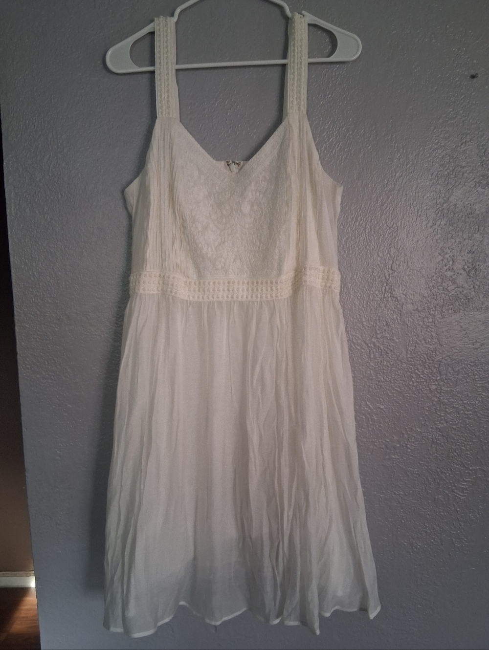 Loft NWT Boho Embroidered Tank Littile White Dress Bridal Graduation.12